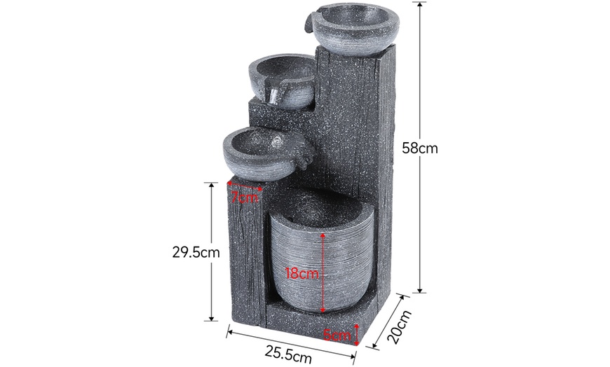 Image 11: Outdoor Multi-Tier Ceramic LED Fountain Water Feature
