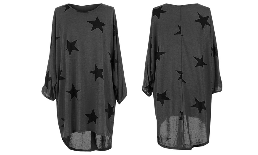 Image 3: Oversized Star Print Hi-Lo Top