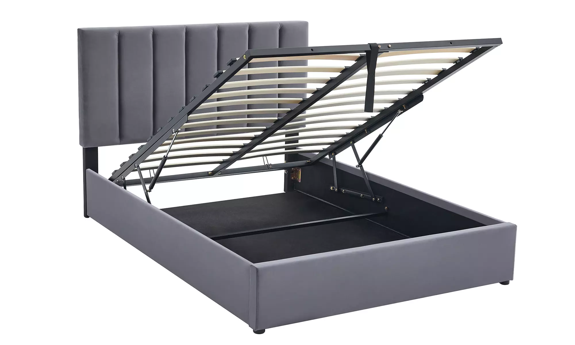 Ottoman Storage Bed Frame with Tufted Headboard