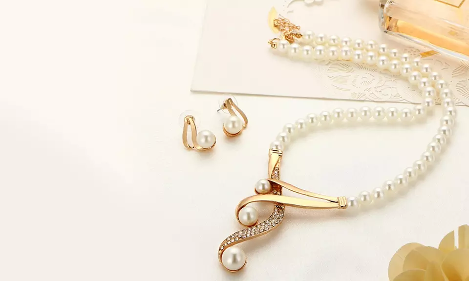 One, Two, Three, or Five Elegant Pearl Necklace Sets from Novadab (Up to 85% Off) - Second Medium