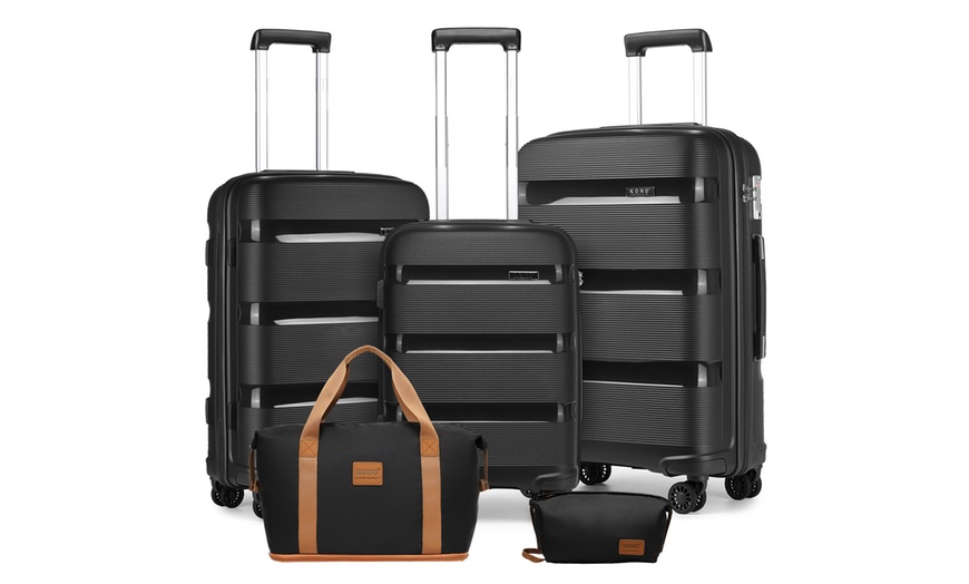 Image 5: Kono 5-Piece Suitcase Set; 20/24/28 Inch, Durable & TSA-Approved