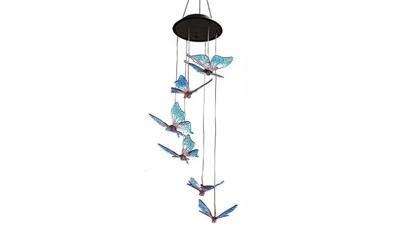 LED Changing Color Solar Hummingbird Wind Chime Waterproof Wind Chimes