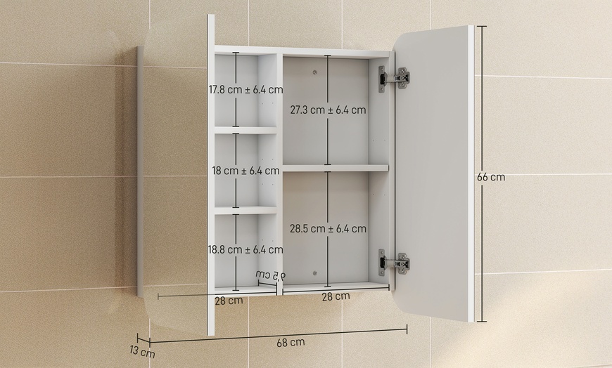 Image 11: HomCom Arched Bathroom Mirror Cabinet in Two Styles