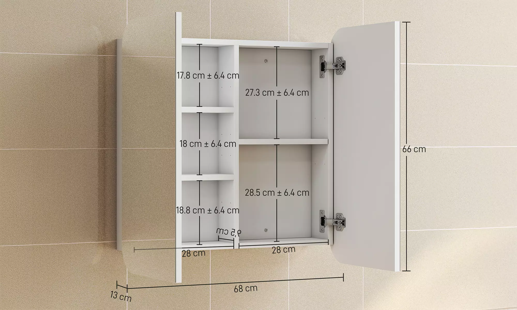 HomCom Arched Bathroom Mirror Cabinet in Two Styles