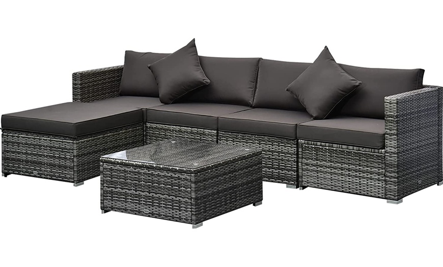 Image 17: Outsunny Rattan-Effect Sofa Set, with a Coffee Table