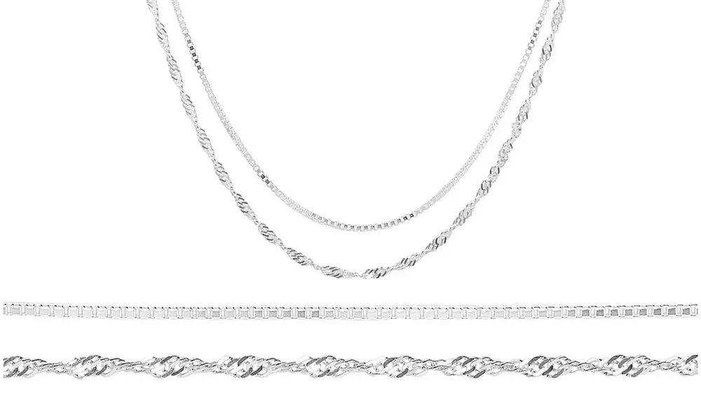Solid Italian Sterling Silver Chain Set (2-Pack)