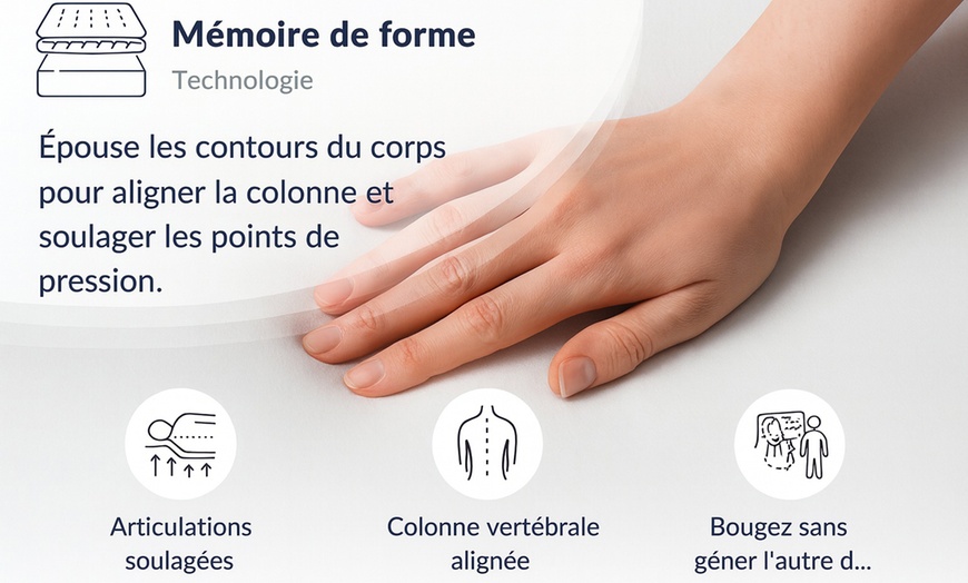 Image 6: Surmatelas mémoire de forme 5 zones de confort, fabrication française