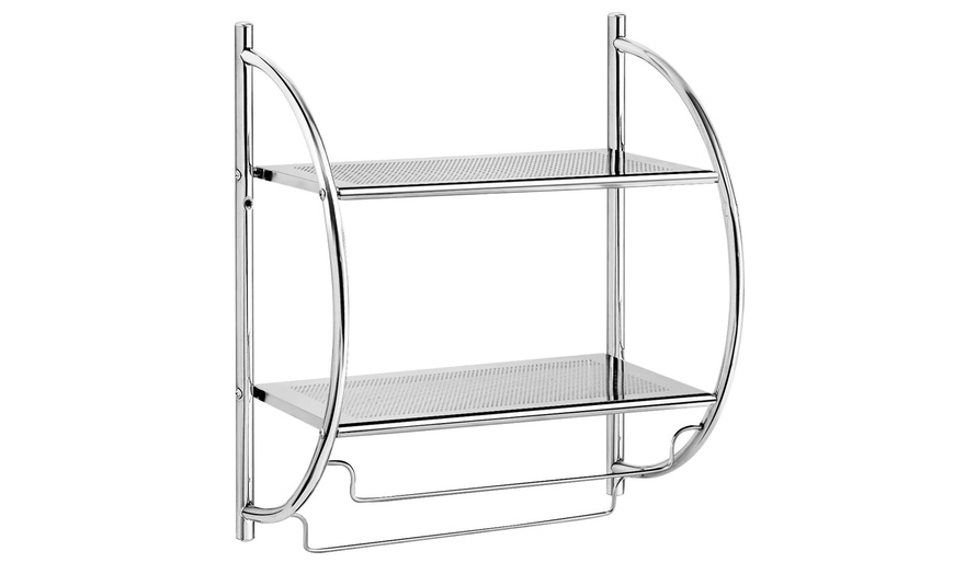 Image 3: Two-Tier Chrome Bathroom Rack