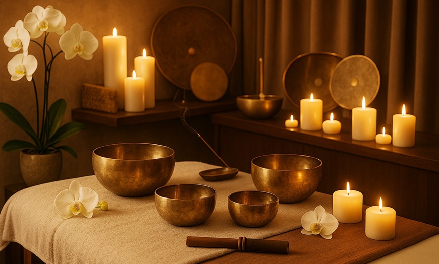 Image 1: Relax w/ 60-Min Sound Healing with Optional Swedish Massage