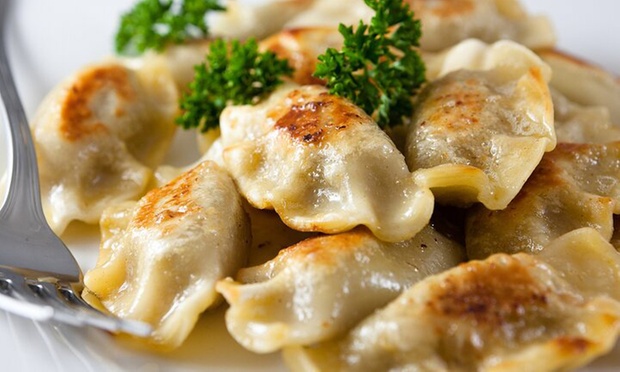 Polish pierogies and kielbasa