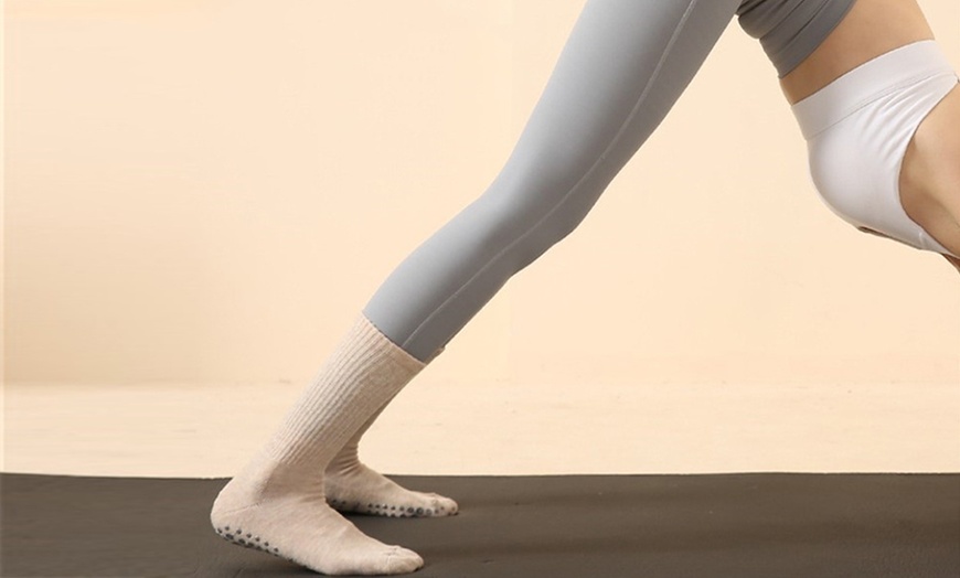 Image 7: One, Three or Six Pairs Non-Slip Socks With Grippers for Yoga