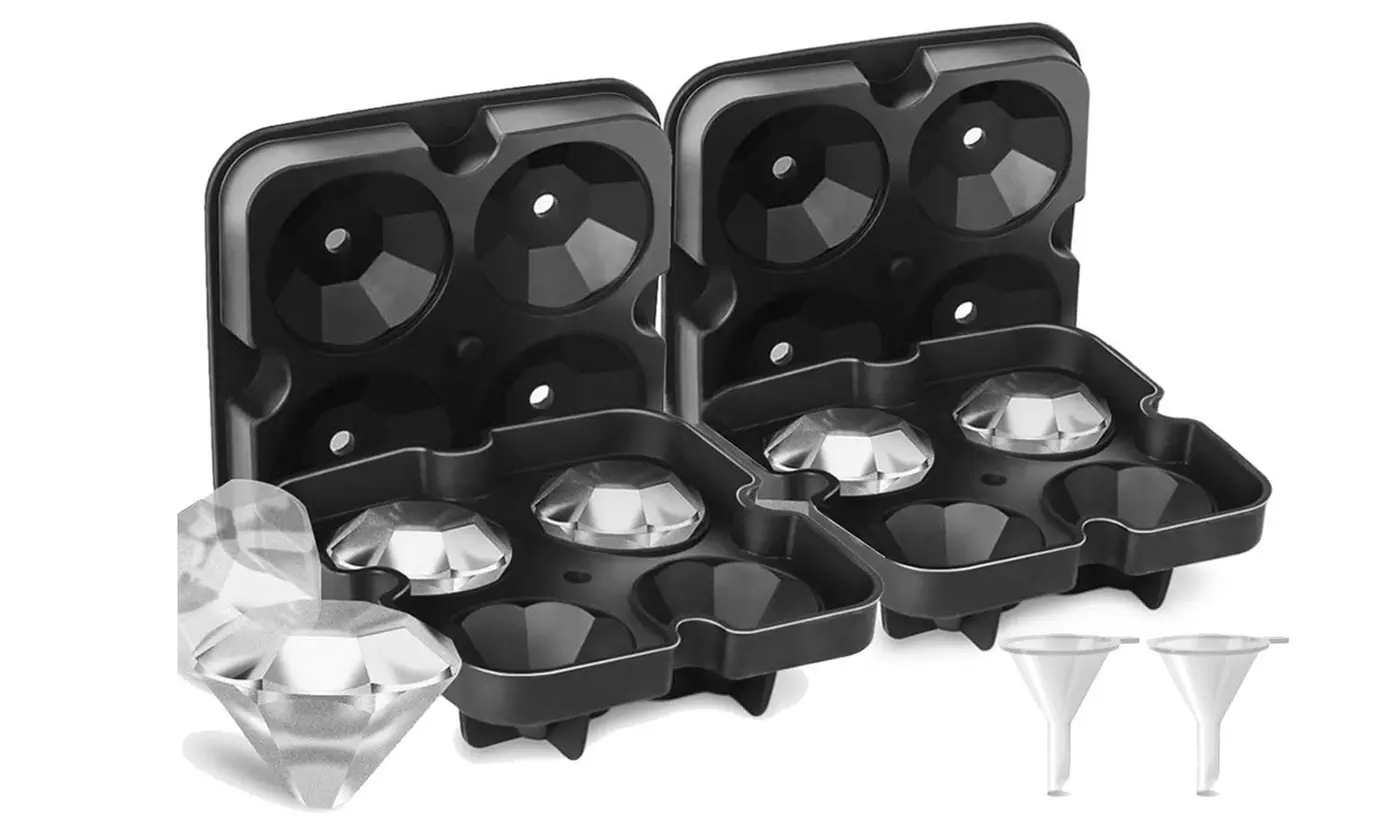 Silicone Ice Cube Tray Large Round Square Molds for Whiskey Cocktails Bourbon