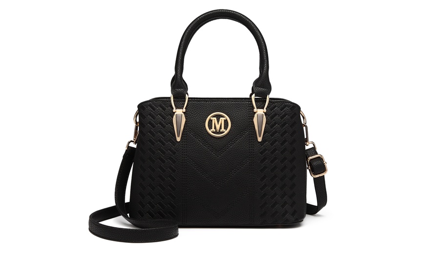 Image 23: PU Leather Texture Design Women's Handbag and Purse Set