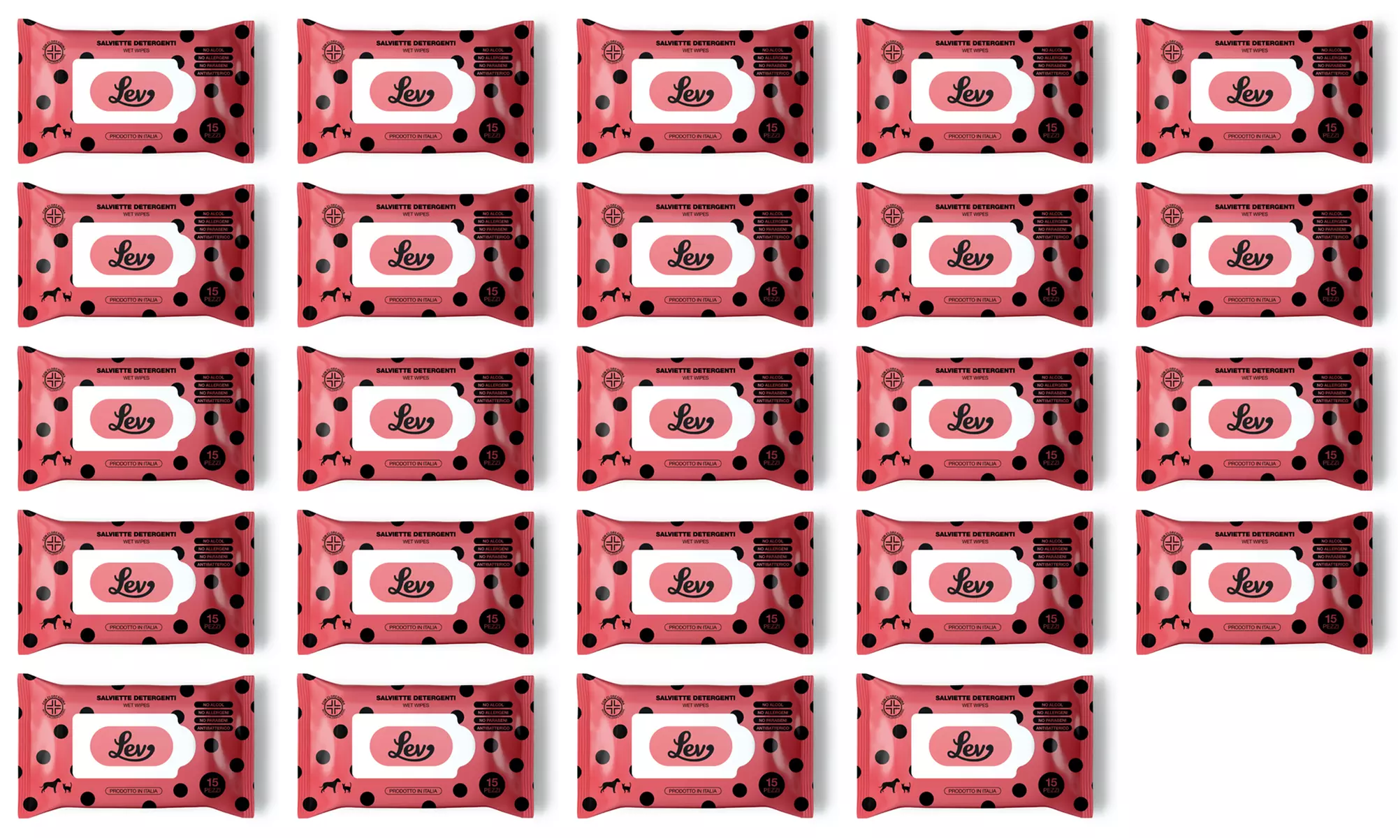 12 o 24 confezioni di salviette detergenti naturali Lev