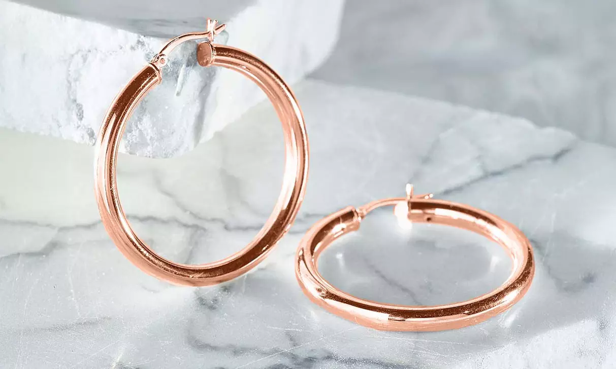 Solid sterling Silver 25mm Classic French Lock Hoops