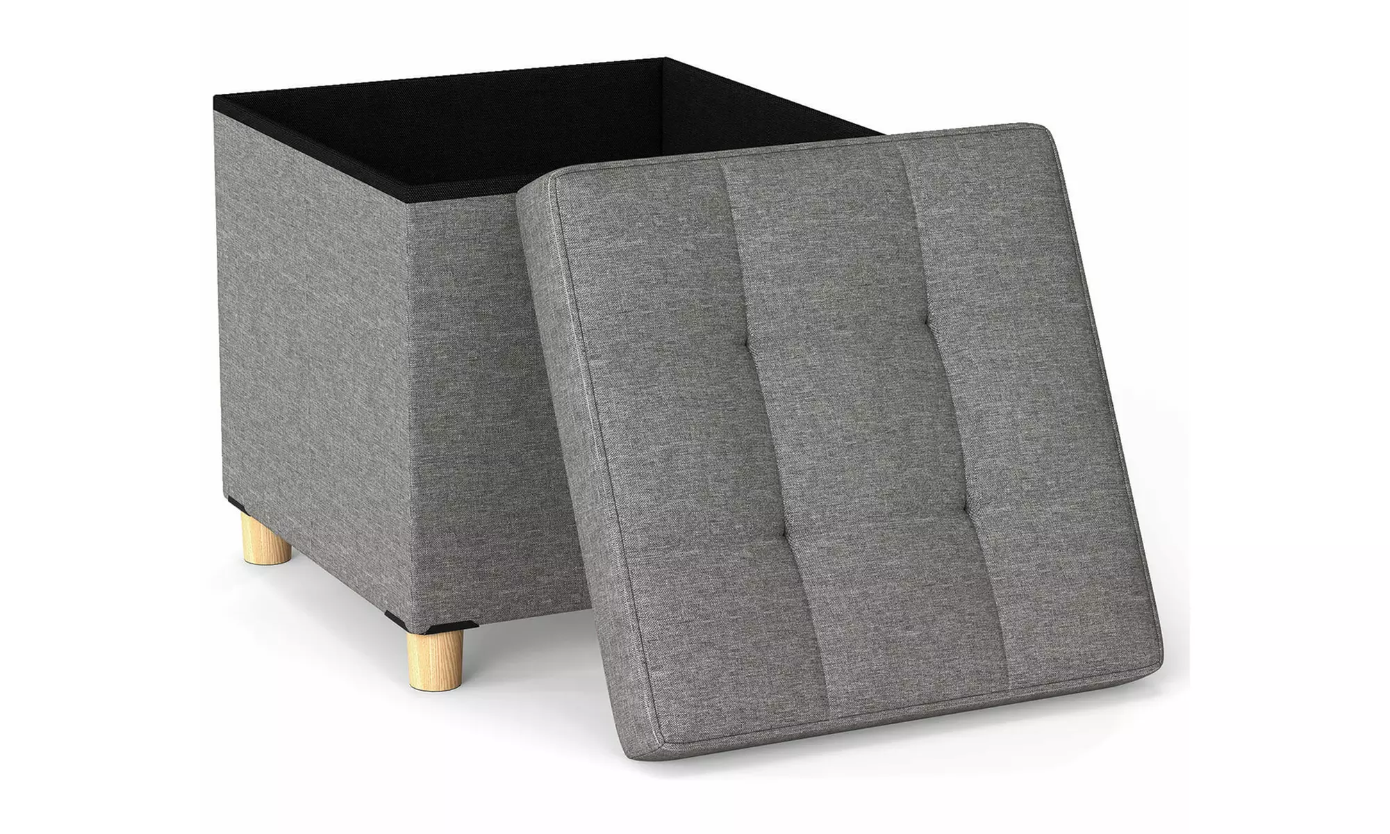 Costway 18 Inches Ottoman with Storage,Tray & Rubber Wood Legs for Small Space