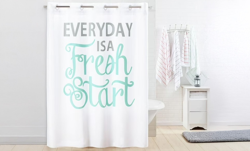 Image 27: Clearance Hookless Quick-Fit Shower Curtain