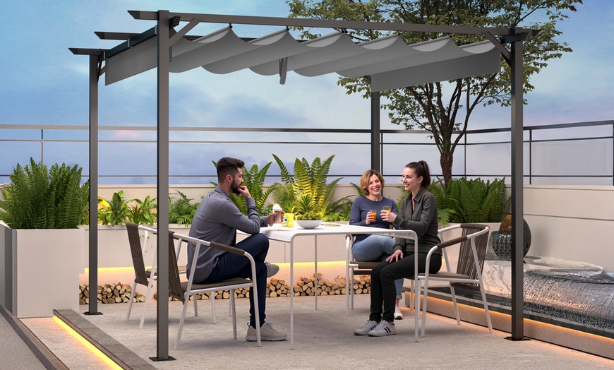 Image 6: Pergola with Retractable Sun Shade Canopy