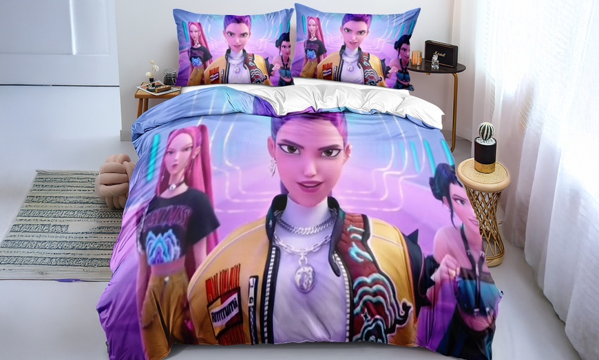 Image 3: KPop Demon Hunters Inspired Bedding Set