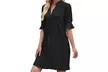 Women's V Neck Ruffled Half Sleeves Shift Dress Flowy Summer Beach Cover Up - Second Medium