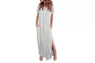 Women's Summer Maxi Dress Casual Loose Pockets Long Dress Short Sleeve Split - Second Medium