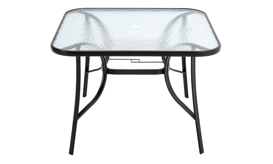 Image 25: Garden Rippled Tempered Glass Table Set