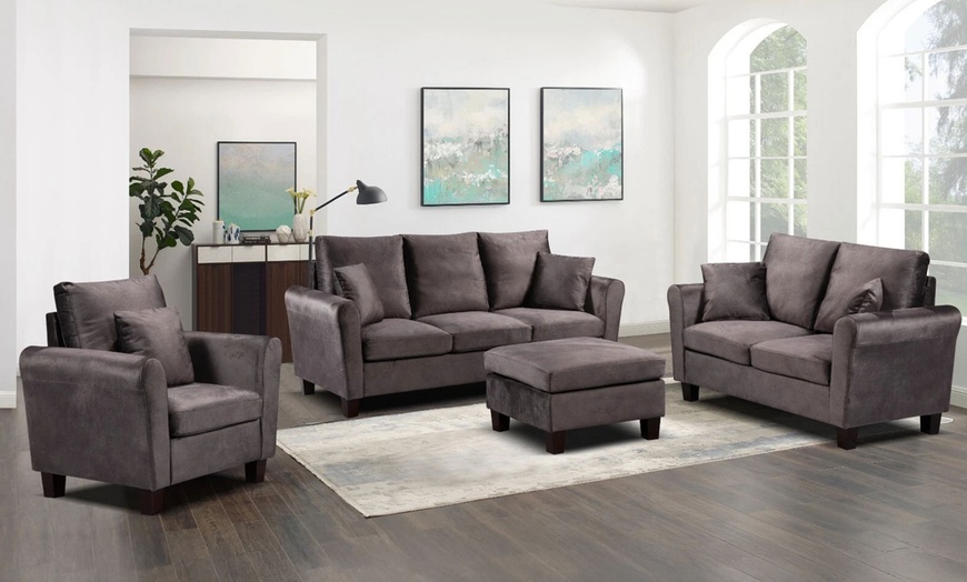 Image 13: Tivette Brushed Velvet Sofa Set 