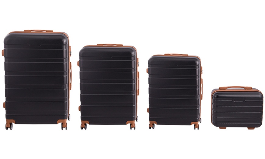 Image 3: Living And Home 4-Piece ABS Suitcase Set with Password Lock