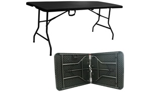 6ft Folding Rattan-Effect Table