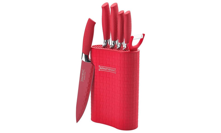 Image 2: Set di coltelli da 7 pezzi con supporto, Royalty Line 