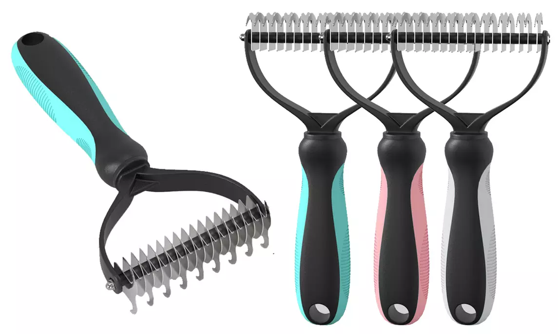 Pet Grooming Brush Double Sided Shedding Dematting Undercoat for Dogs Cats