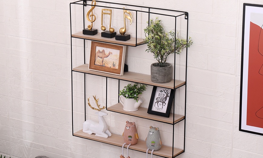 Image 1: Floating Wall-Mounted Shelf