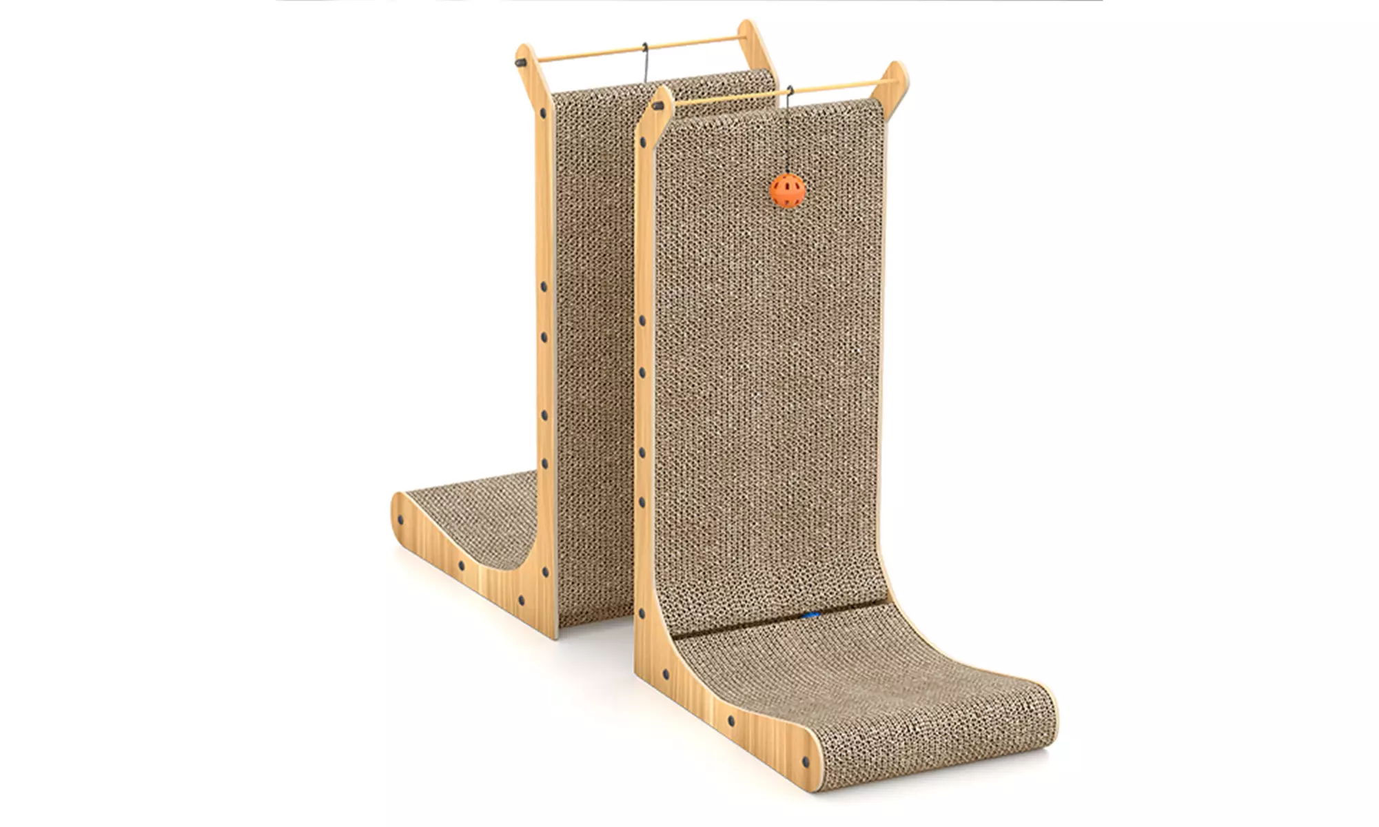 L-förmiges Kratzbrett mit Ball für Katzen