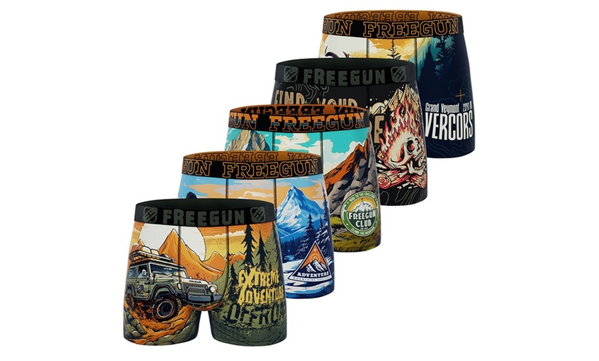 Image 4: Lots de 5 boxers en microfibre divers univers FREEGUN pour homme