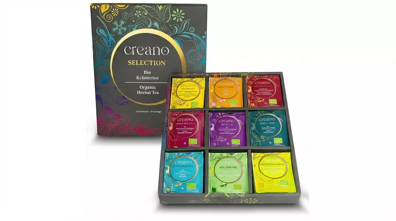1 o 2 set regalo Creano con 45 o 90 bustine di tisane biologiche