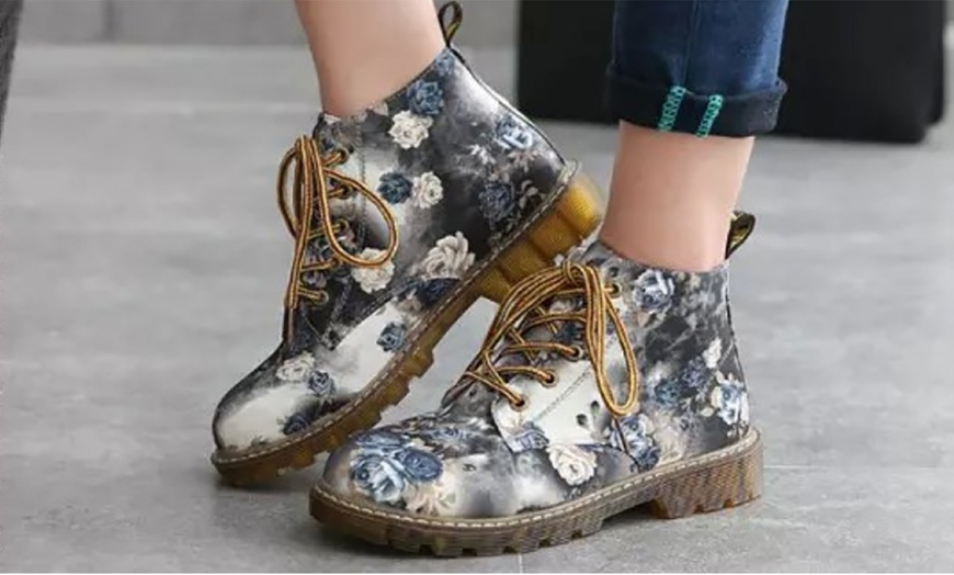 Image 9: Floral Lace-Up Ankle Boots