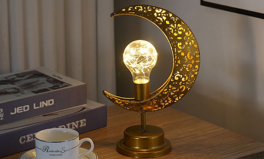 Image 11: LED Iron Hollow-Out Star and Moon Night Lights