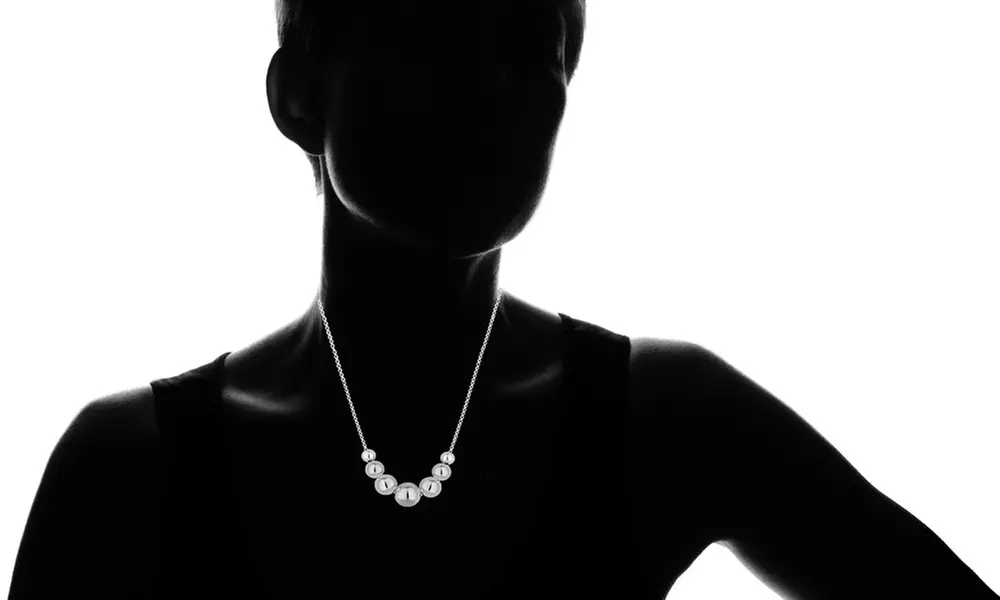 Italian Made Sterling Silver Graduated Ball Necklace