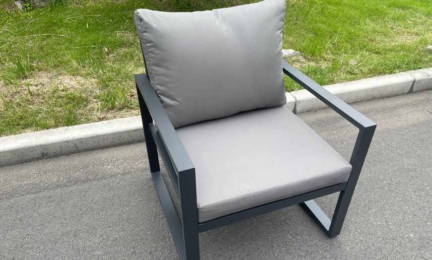 Image 4: 6-Seater Aluminum Firepit Dining Set