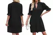 Women's V Neck Ruffled Half Sleeves Shift Dress Flowy Summer Beach Cover Up - Second Medium