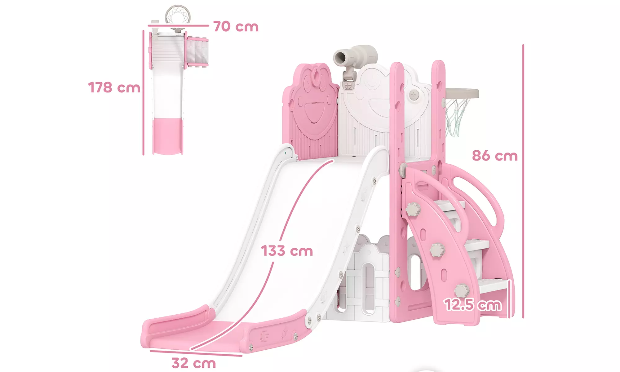 AIYAPLAY 5-in-1 Kids Slide Set with Telescope & Basketball Hoop