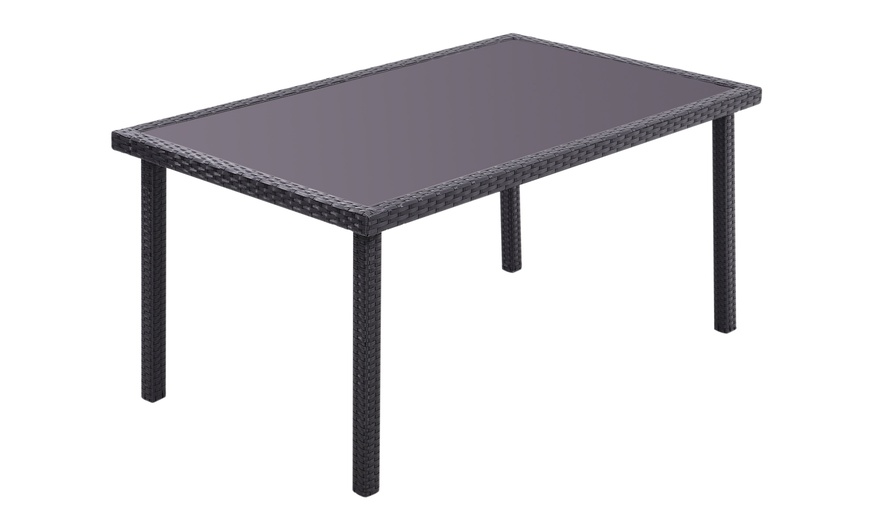 Image 43: Outdoor Garden Rattan Effect Tempered Glass Coffee Table with 6 Styles