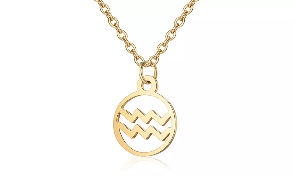 Collier astrologique en acier inoxydable, doré ou argent