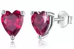 Solid Sterling Silver Created Gemstone Heart Stud Earrings - Emerald, Ruby, Black Topaz & More - Second Medium