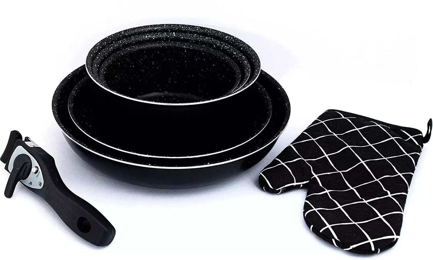 5-, 7-, oder 17-tlg. Herzberg Kochgeschirr-Set mit abnehmbarem Griff