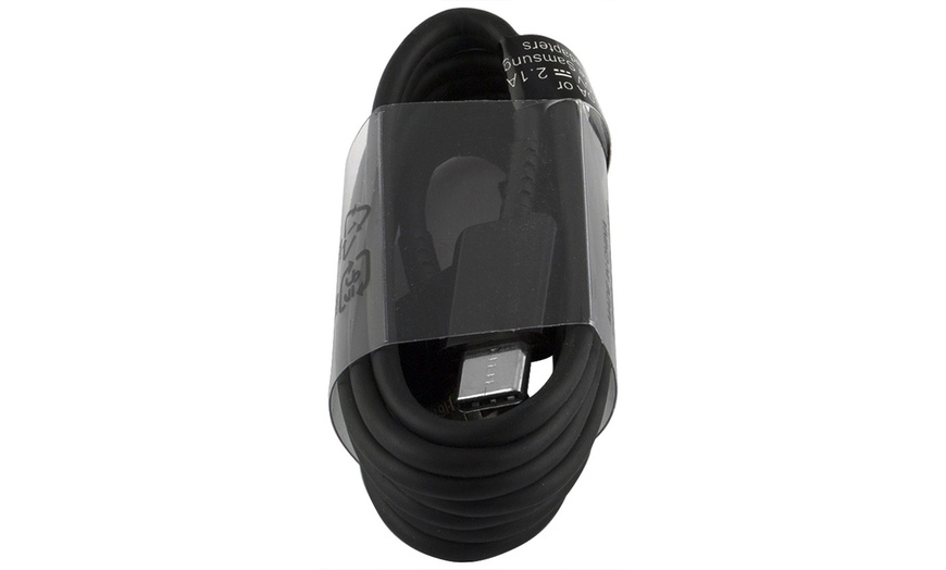 Image 2: Samsung OEM Fast Dual Car Charger with USB C Type-C and Micro Cables