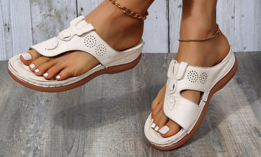 Image 5: Wedge Heeled Flip-Flop Sandals