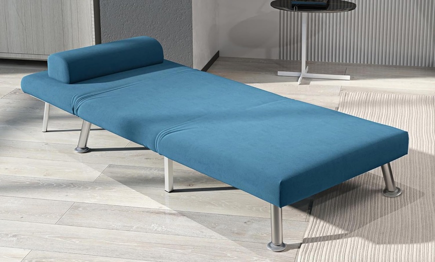 Image 16: HomCom Convertible Single Sleeper Chair Sofa Bed