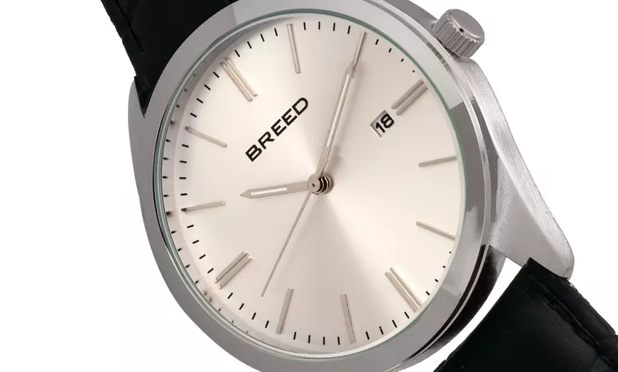 Image 3: Horloges met datum en leren band
