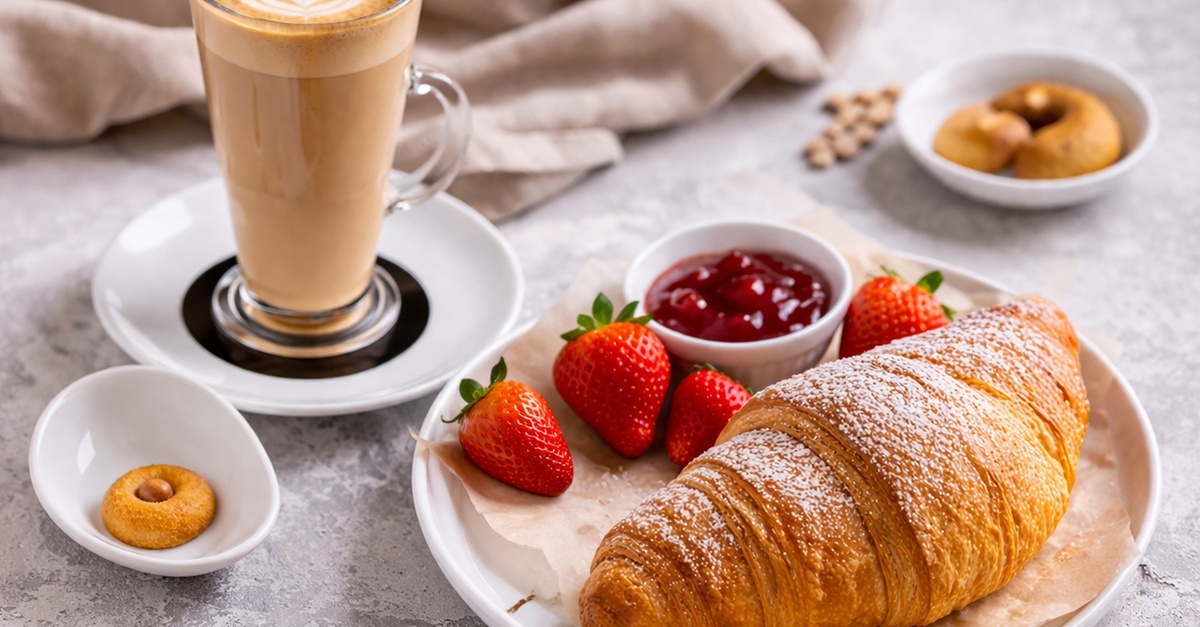 Choice Of Hot Or Cold Drink + Fresh Bakery Or Pastry Choice Of Hot Or Cold Drink + Fresh Bakery Or Pastry